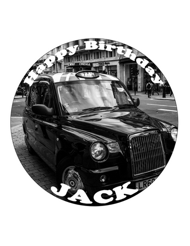 TAXI BLACK CAB 7.5 PREMIUM Edible RICE WAFER Cake Topper CAN BE PERSONALISED D1