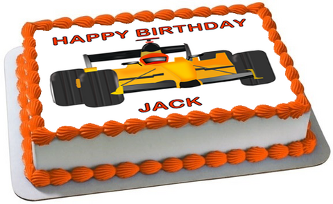 RACING CAR A4 PREMIUM Edible ICING RACE CAR Cake Topper CAN PERSONALISE TEXT D3