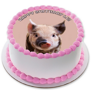 PIG 7.5" ROUND ICING EDIBLE PREMIUM CAKE TOPPER 19CM DIAMETRE D3