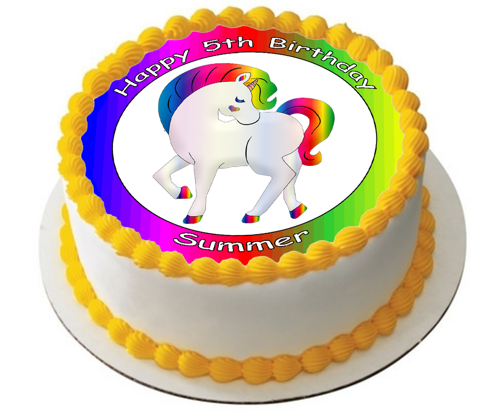 Edible Rice Topper Rainbow Unicorn 7.5