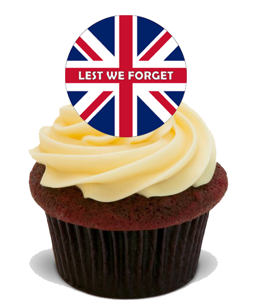 REMEMBRANCE DAY CAKE TOPPERS 30x 4CM PREMIUM EDIBLE STANDUP RICE CARD UK GIFT D1