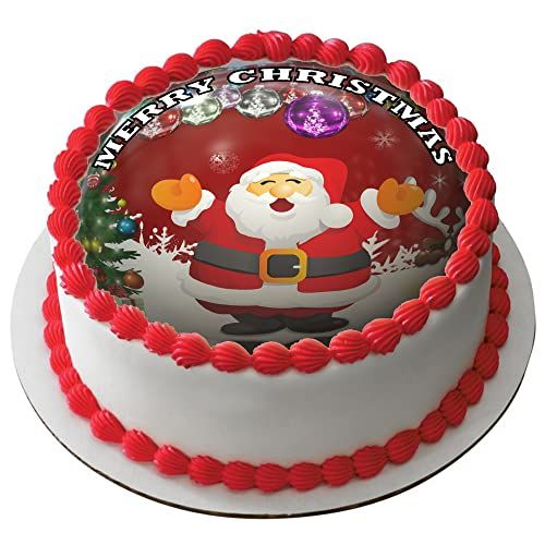 Edible Christmas Icing Cake Topper Decoration 7.5" round D4