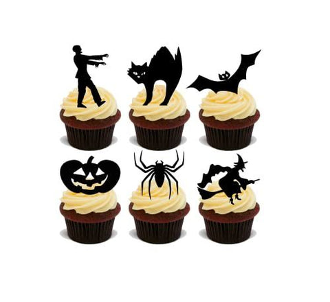 Halloween Edible Silhouette Cupcake Topper cake Decorations (Pack of 30) D15