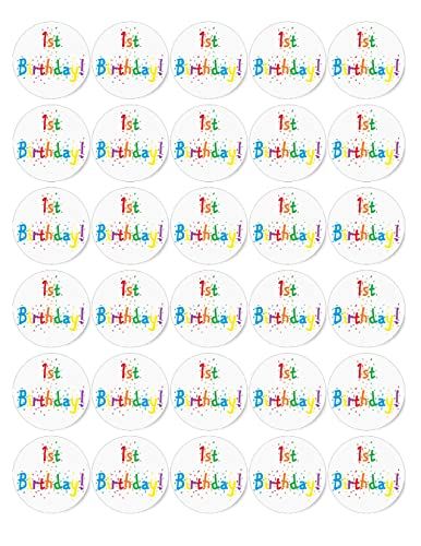 30x 1st BIRTHDAY Premium Edible Stand Up Rice Wafer Cup Cake Toppers Fairy D12