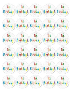 30x 1st BIRTHDAY Premium Edible Stand Up Rice Wafer Cup Cake Toppers Fairy D12