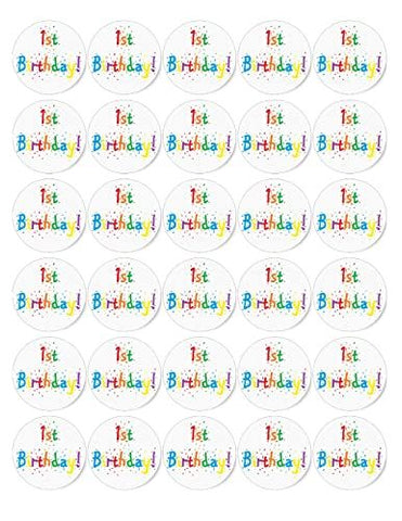 30x 1st BIRTHDAY Premium Edible Stand Up Rice Wafer Cup Cake Toppers Fairy D12