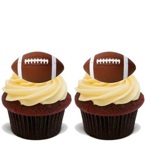 15x AMERICAN FOOTBALL Premium Edible Stand Up Rice Wafer Cup Cake Toppers USA D8