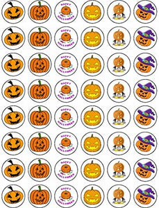 Halloween Scary Mega Pack - 48 x 3CM small Edible Rice Paper Cake Toppers trick