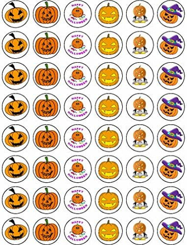 Halloween Scary Mega Pack - 48 x 3CM small Edible Rice Paper Cake Toppers trick