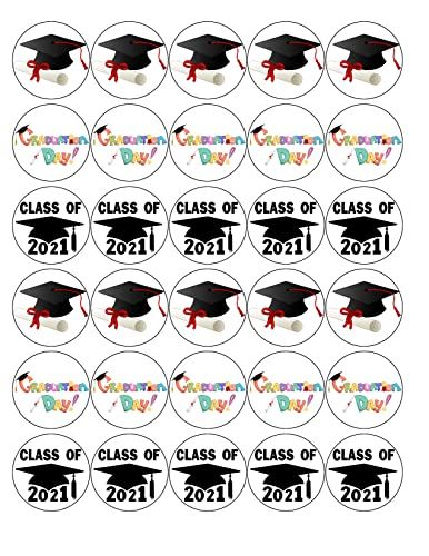 GRADUATION - 30 x 40mm / 1.5" Rice Paper Cup Cake Toppers - CONGRATULATIONS D1