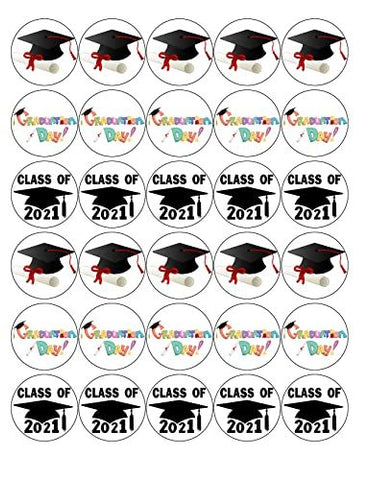 GRADUATION - 30 x 40mm / 1.5" Rice Paper Cup Cake Toppers - CONGRATULATIONS D1