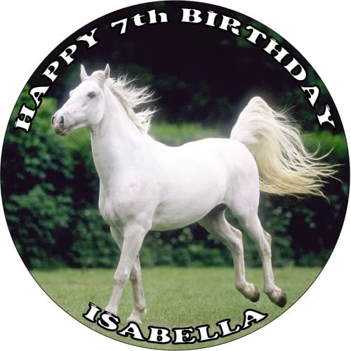 WHITE HORSE 7.5 PREMIUM Edible ICING Cake Topper CAN BE PERSONALISED D3