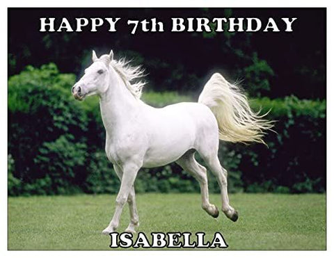 WHITE HORSE A4 PREMIUM Edible ICING Cake Topper CAN BE PERSONALISED D3