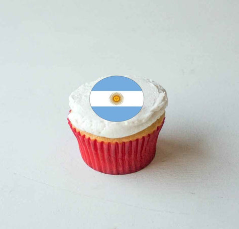 48 x ARGENTINA FLAG PREMIUM EDIBLE RICE PAPER FAIRY CUP CAKE TOPPERS ARGENTIAN