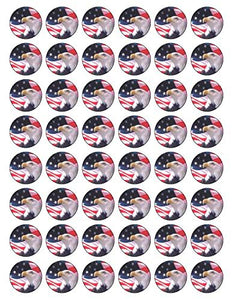 48 AMERICAN 30MM USA EAGLE FLAG EDIBLE FAIRY CUP CAKE TOPPERS STARS & STRIPES D2