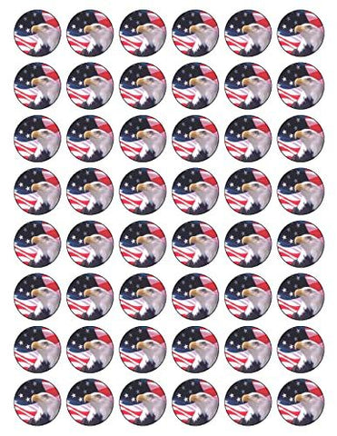 48 AMERICAN 30MM USA EAGLE FLAG EDIBLE FAIRY CUP CAKE TOPPERS STARS & STRIPES D2