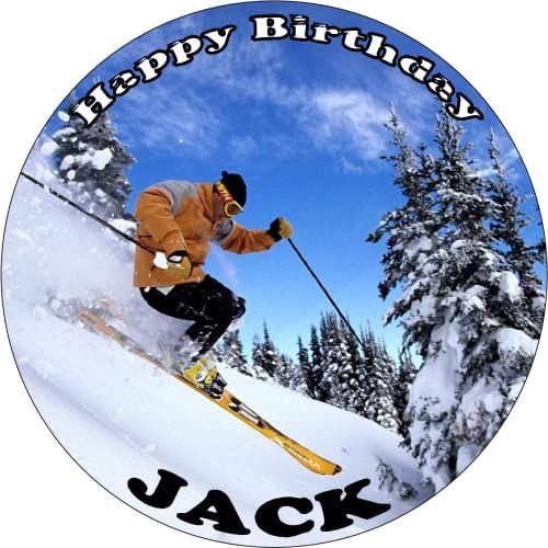 SKIING 7.5 PREMIUM Edible ICING Cake Topper CAN PERSONALISED D1 SKI SKIER