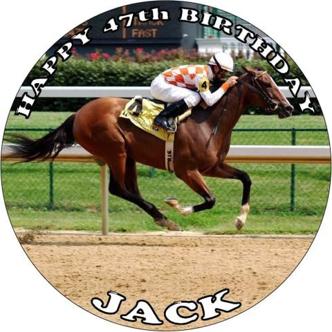 RACE HORSE 7.5 PREMIUM Edible RICE WAFER Cake Topper CAN BE PERSONALISED D4