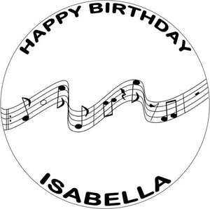 MUSICAL NOTES 7.5 PREMIUM Edible ICING Cake Topper HAPPY BIRTHDAY D3