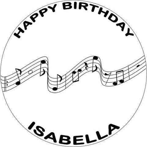 MUSICAL NOTES 7.5 PREMIUM Edible ICING Cake Topper HAPPY BIRTHDAY D3