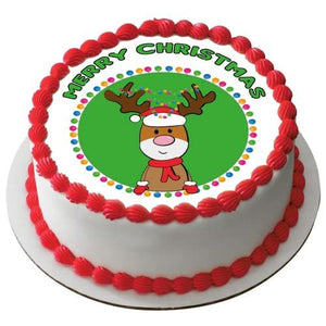 Edible Christmas Icing Cake Topper Decoration 7.5" round D37