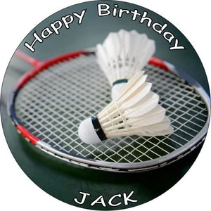 BADMINTON SPORTS RACKET 7.5 PREMIUM Edible ICING Cake Topper CAN PERSONALISED D1