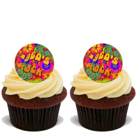 15x 60s BIRTHDAY sixties STAND UP Edible RICE Wafer Card Cake Toppers D1 1960s Cupcake Decorations