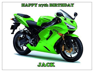 MOTORBIKE A4 PREMIUM Edible RICE WAFER Cake Topper CAN BE PERSONALISED D1