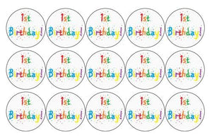 15x 1st BIRTHDAY PREMIUM EDIBLE DECOR WAFER PAPER FAIRY CUPCAKE CAKE TOPPERS D12