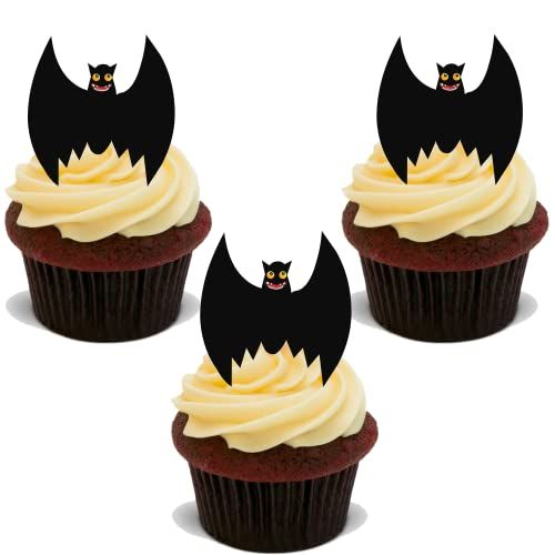 Halloween Edible Silhouette Bat Cupcake Topper cake Decorations (Pack of 30) D13