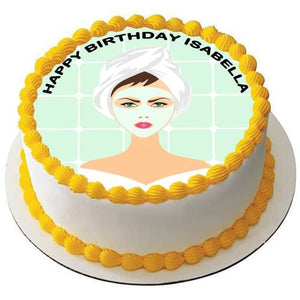 SPA PAMPER BEAUTY GIRL 7.5 PREMIUM RICE CARD CAKE TOPPER CAN PERSONALISE D3