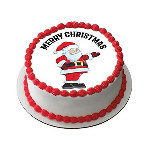 Edible Father Christmas Icing Cake Topper Santa Decoration 7.5" round D1