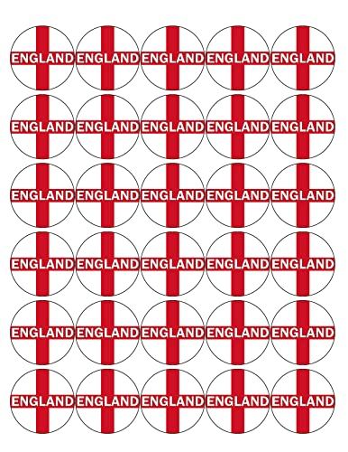 30 ENGLAND PREMIUM 4cm RICE PAPER WORLD CUP CAKE TOPPERS ST GEORGES DAY CROSS D3