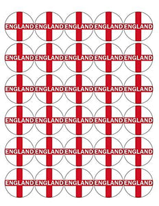 30 ENGLAND PREMIUM 4cm RICE PAPER WORLD CUP CAKE TOPPERS ST GEORGES DAY CROSS D3