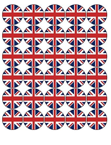 30x VE DAY 75 YEARS Union Jack Flag 4CM PREMIUM EDIBLE RICE PAPER CAKE TOPPERS