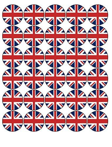 30x VE DAY 75 YEARS Union Jack Flag 4CM PREMIUM EDIBLE RICE PAPER CAKE TOPPERS