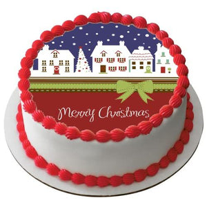 Edible Christmas Icing Cake Topper Decoration 7.5" round D53