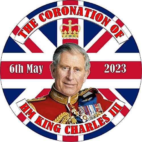 King Charles III Coronation Edible Icing 7.5" Round Cake Topper Decoration