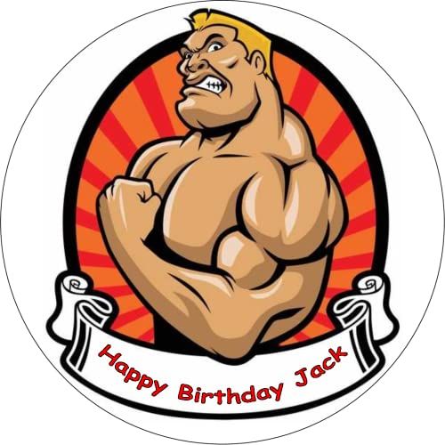 STRONG MUSCLE MAN 7.5 PREMIUM Edible RICE CARD Cake Topper CAN BE PERSONALISED 1