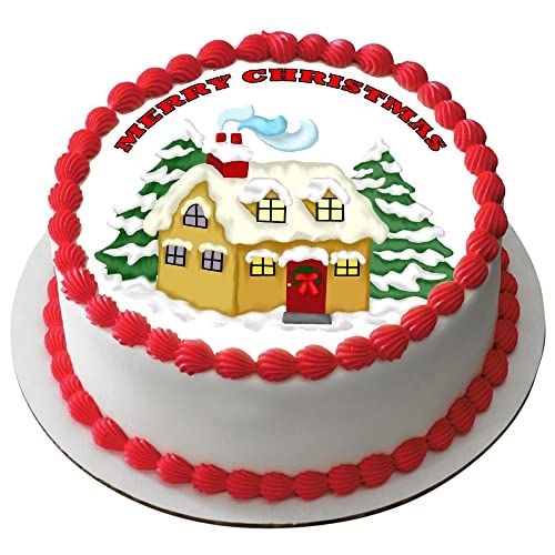 Edible Christmas Icing Cake Topper Decoration 7.5" round D16