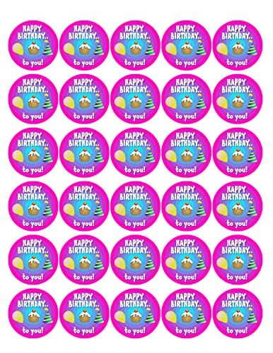 30 HAPPY BIRTHDAY PREMIUM 40mm EDIBLE WAFER PAPER FAIRY CUP CAKE CAKE TOPPERS D2