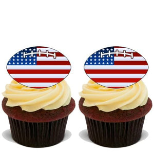 42x AMERICAN FOOTBALL Premium Edible Stand Up Rice Wafer Cup Cake Toppers D2