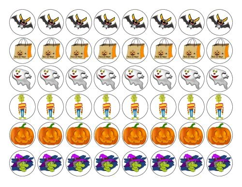 HALLOWEEN 48 x 3cm PREMIUM MIXED RICE PAPER DECORATION CAKE TOPPERS D10