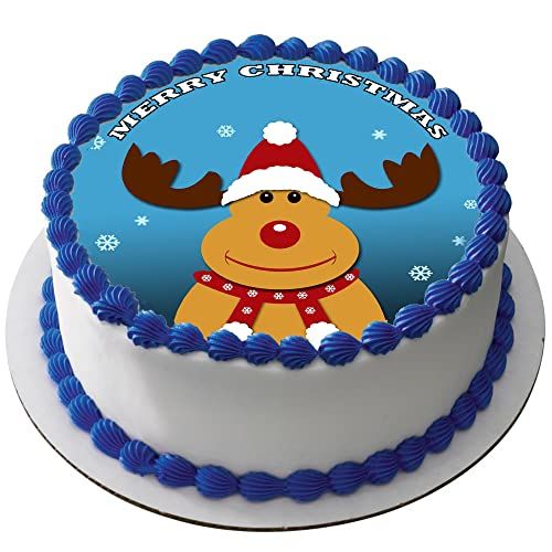 Edible Christmas Icing Cake Topper Decoration 7.5" round D15