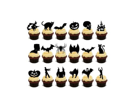 Halloween Edible Silhouette Cupcake Topper cake Decorations (Pack of 36) D21