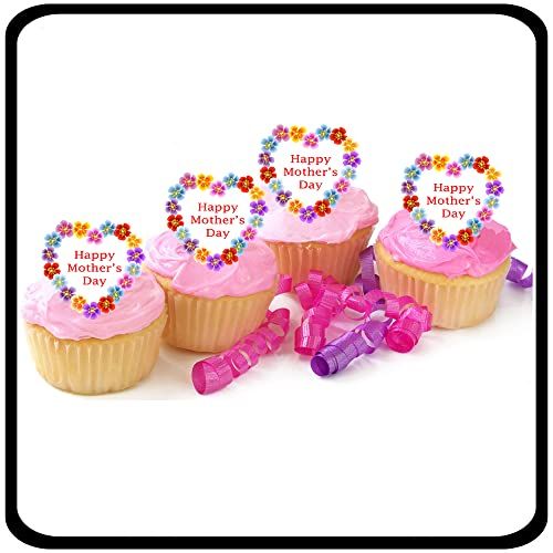 Mother's Day 30 x 4cm Edible Rice Card Stand Up Cupcake Toppers Cake Decorations