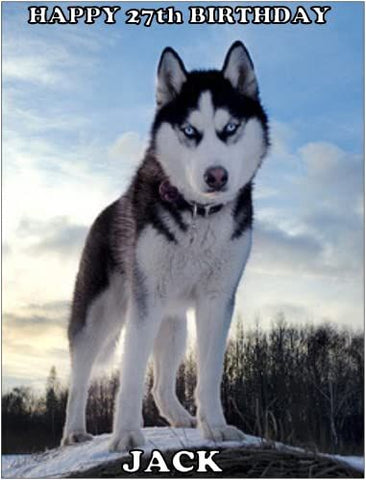 HUSKY DOG A4 PREMIUM Edible ICING Cake Topper CAN BE PERSONALISED SIBERIAN D2