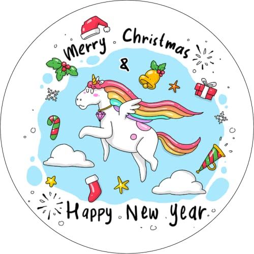 Edible Christmas Rice Paper Cake Topper Decoration 7.5" round D24