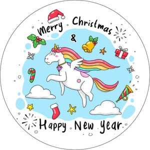 Edible Christmas Rice Paper Cake Topper Decoration 7.5" round D24