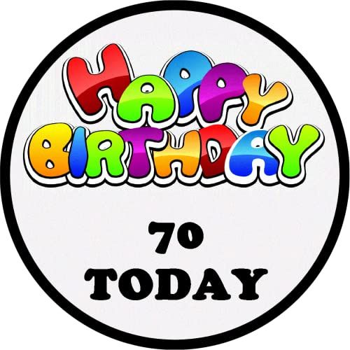 70th Happy Birthday 7.5" PREMIUM Edible ICING Cake Topper SEVENTY 70 TODAY D13